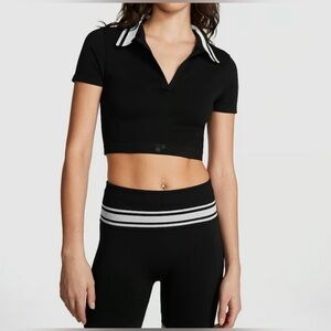 New PINK Victoria's Secret Flip It Seamless Foldover Bike Shorts Black Size L